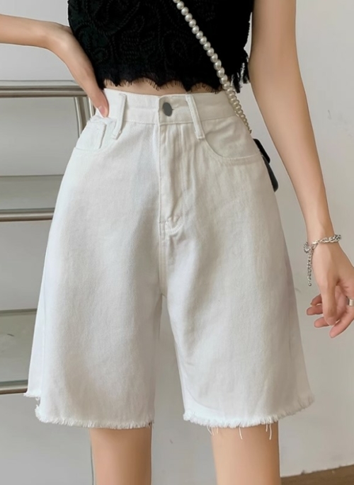 White Mid-Length Denim Shorts | Ryujin - ITZY