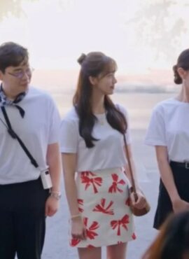 White Mini Skirt With Ribbon Pattern | Cheon Sa Rang – King The Land