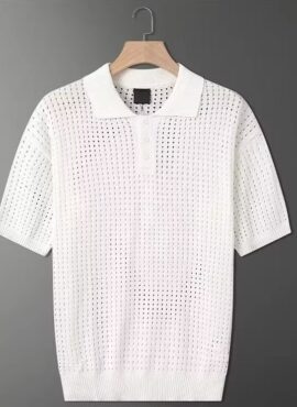 White See-Through Knit Polo Shirt | Xiumin - EXO