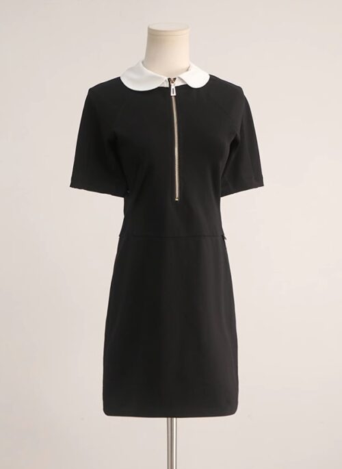 Black Half Zip-Up Collared Dress | Yeji - ITZY