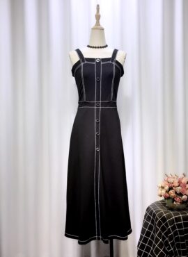 Black Outlines Button-Down Dress | Aisha - Everglow