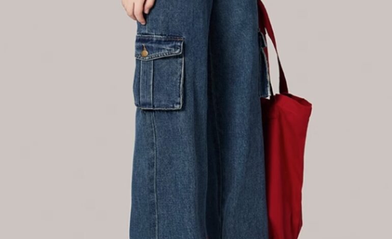 Blue Cargo-Style Pockets Jeans | Jihyo – Twice