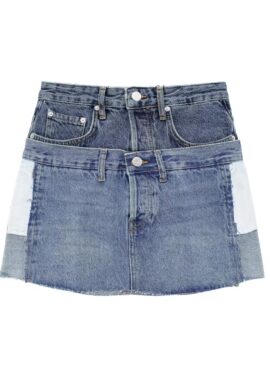 Blue Faux Double Mini Denim Skirt | Sumin - STAYC