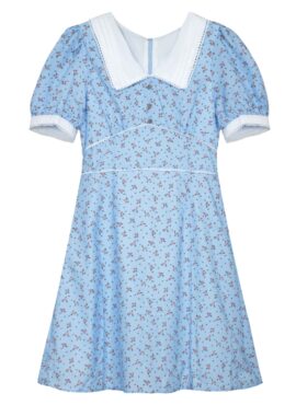 Blue Floral Collared Mini Dress | Jennie - BlackPink