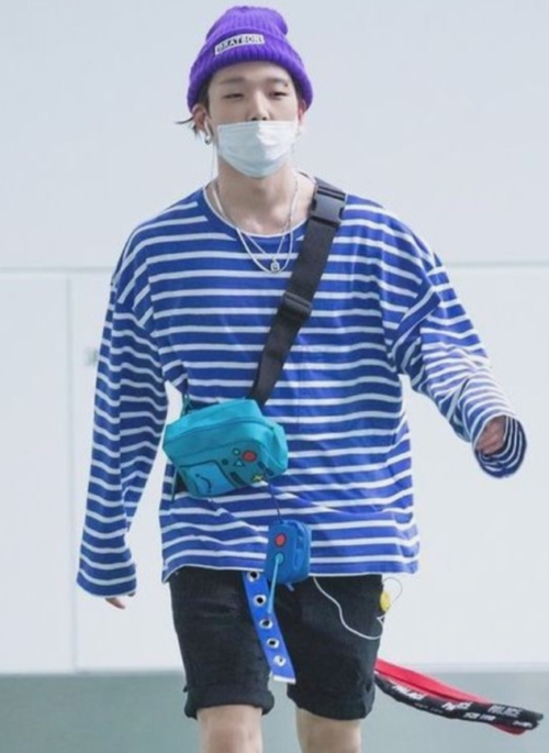 Blue Striped Long Sleeve T-Shirt | Bobby - iKON