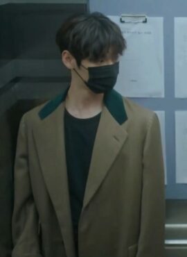 Brown Oversized Suit Blazer With Black Collar | Kim Do Ha - My Lovely Liar