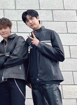 Black Faux Leather Three Stripe Jacket | Chanwoo – iKON