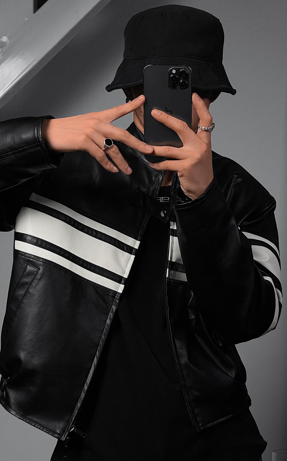 Black Cropped Faux Leather Jacket | Jay - Ikon XL
