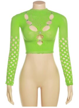 Green Cut-Out Long Sleeve Top | J - STAYC