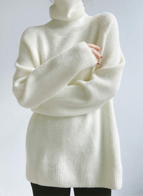 White Turtleneck Sweater Dress | Jennie - BlackPink