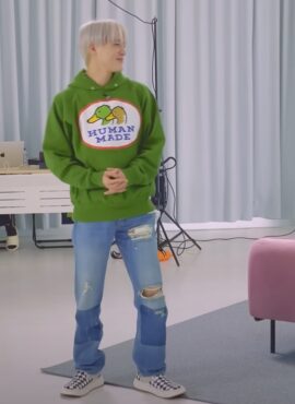 Blue Patched Ripped Jeans | Jeno – NCT