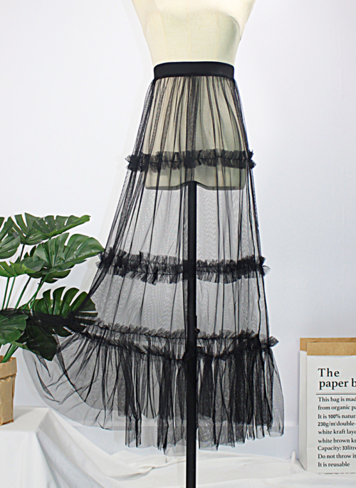 Black Sheer Tutu Midi Skirt | Jihyo - Twice