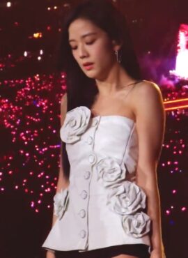 White Flower Embellished Tube Dress | Jisoo - BlackPink
