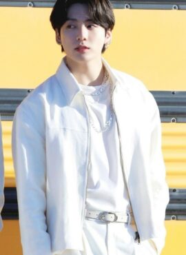 White Collared Two-Way Zip Jacket | Jungkook - BTS