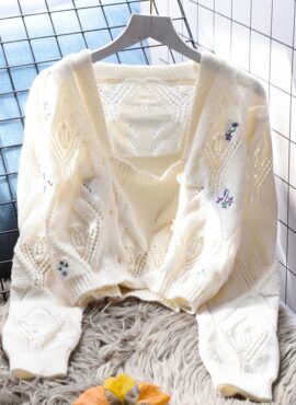 White Knitted Camisole and Cardigan Set | Onda – Everglow