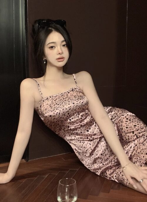Pink Leopard Pattern Sling Mini Dress | Jennie – BlackPink