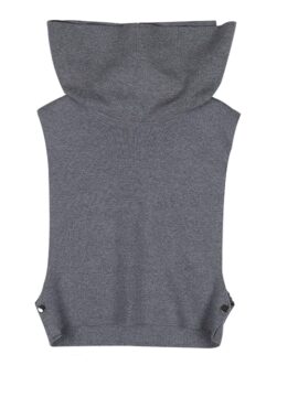 Grey Turtleneck Knitted Vest | Rose - BlackPink