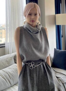 Grey Turtleneck Knitted Vest | Rose – BlackPink
