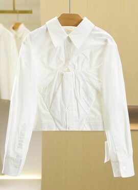 White Corset Style Cropped Shirt | Somi