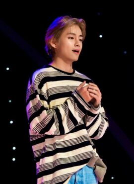 Black And White Striped Long Sleeve T-Shirt | Taehyung - BTS