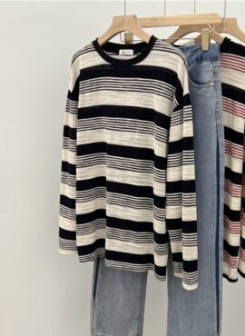 Black And White Striped Long Sleeve T-Shirt | Taehyung - BTS