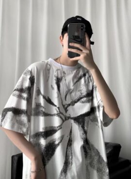 White Monochrome Tie-Dye Oversized T-Shirt | June - IKON