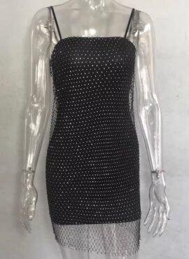 Black Crystal Embellished Layered Dress | Yeji – ITZY