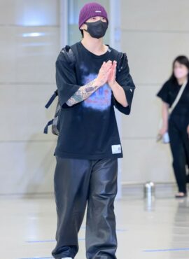 Black Wide Leg Faux Leather Pants | Jungkook – BTS