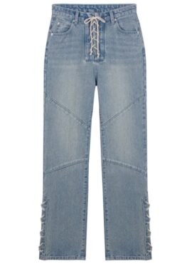 Blue Laced-Up Segmented Jeans | Eunchae – Le Sserafim