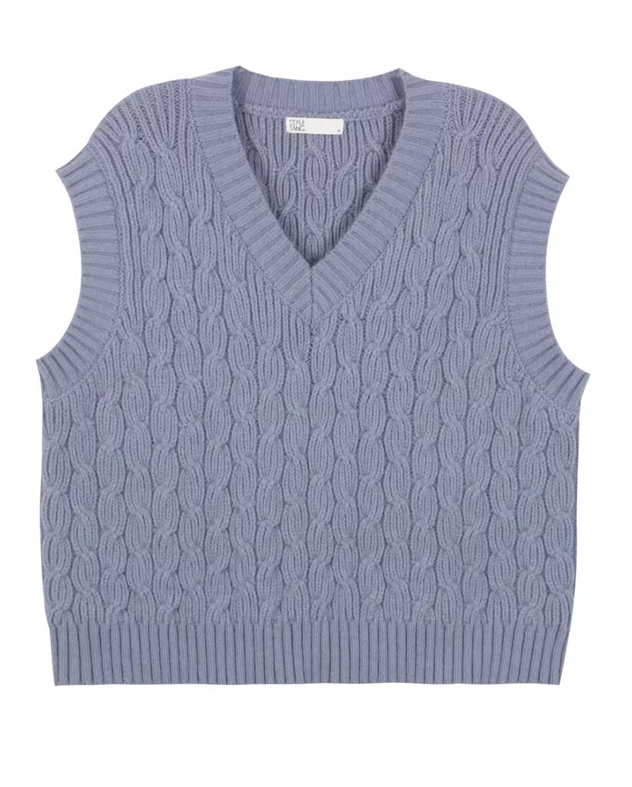 Blue V-Neck Knitted Vest  Jeongin - Stray Kids - Fashion Chingu