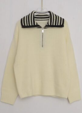 Beige Collared Half-Zip Sweater | Donghyuk - iKON