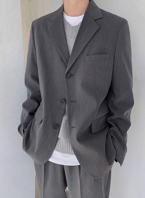 Grey Button-Down Suit Blazer Jacket | RM – BTS