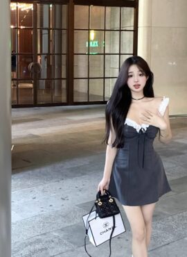 Grey Ruffled Neckline Dress | Miyeon – (G)I-DLE