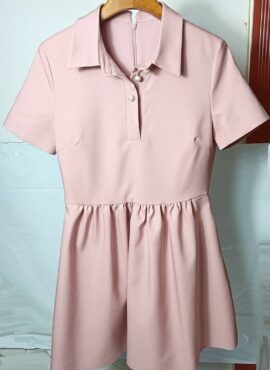 Pink Collared  Short Sleeve Dress | Haerin - NewJeans