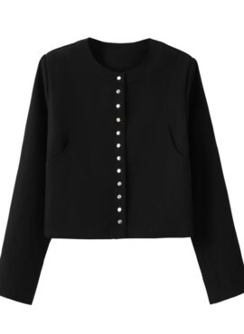 Black Snap Button Long Sleeve Shirt | Jennie - BlackPink