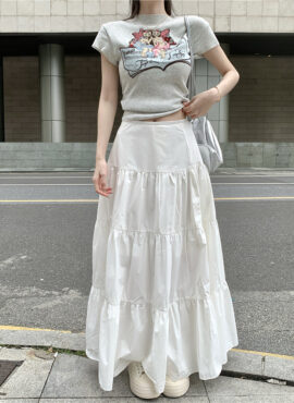 White Maxi Flared Skirt | Jennie - BlackPink