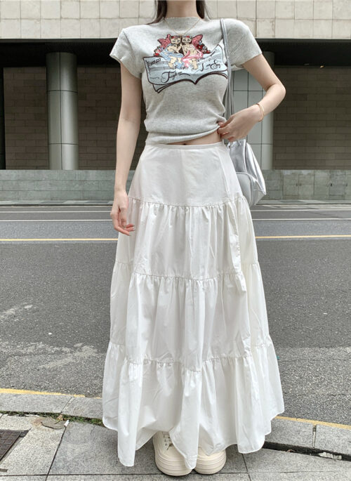 White Maxi Flared Skirt | Jennie – BlackPink