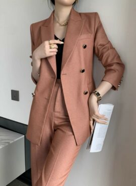 Orange Double-Breasted Suit Blazer Jacket | Won In Jae - Start-Up