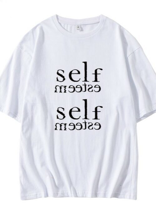 White “Self Esteem” Printed T-Shirt | Seungmin – Stray Kids