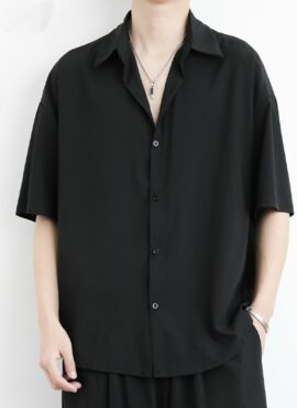 Black Button-Up Short Sleeve Shirt | Mia – Everglow