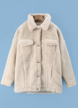 Beige Button-Up Fleece Jacket | Sunghoon – Enhypen