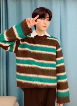 Black And Green Striped Mohair Sweater | Sunghoon – Enhypen