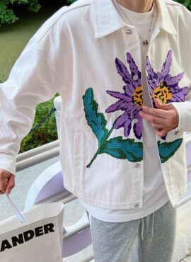 White Artsy Flower Collared Jacket | J-Hope - BTS