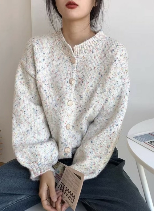 White Confetti Knitted Cardigan | Bong Ye Bun – Behind Your Touch
