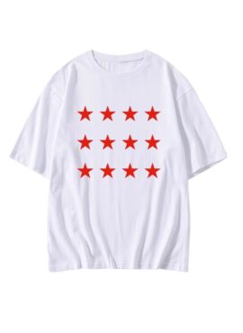 White Red Stars Print T-Shirt | Taeyong - NCT