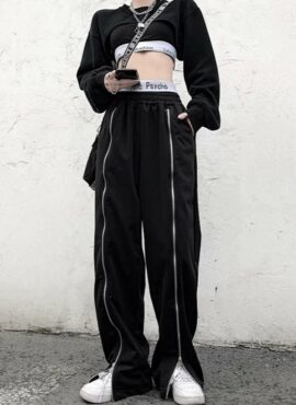 Black Full Front Zipper Pants | Jurin – XG