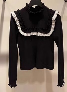 Black Ruffled Neckline Sweater | Kang Nam Soon – Strong Girl Nam-Soon