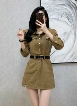Brown Long Sleeves Denim Shirt Dress | Mok Sol Hee - My Lovely Liar