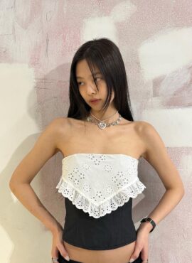 Black And White Lace Tube Top | Jennie – BlackPink