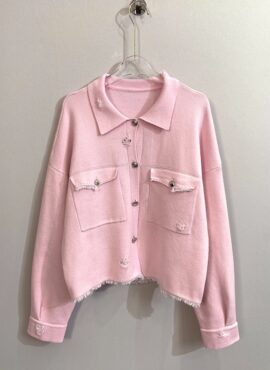 Pink Fringe Woolen Jacket | Jennie - BlackPink